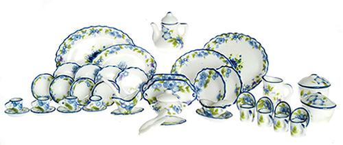 Blue Floral Tea Set, 50 pc.